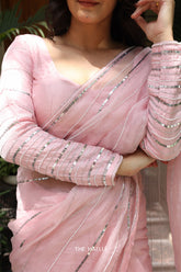 Aura pink Hand-embroidered blouse
